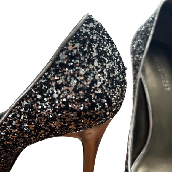 Nine West Black Glitter Peep-Toe Heels Size 7.5 - Picture 4 of 7